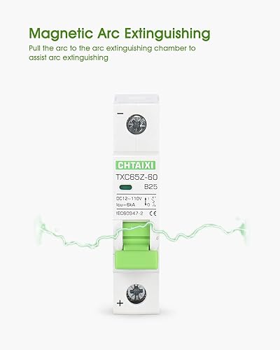 Miniatura 11 de Disyuntor miniatura de 12V-110V CC, protector de batería de 32 amperios y 1 poste para sistema solar fotovoltaico y RV, viaje magnético térmico