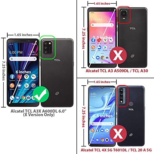 Tjs Compatible With Tcl A3X A600Dl 6.0" (X Version Only) Case, With Tempered Glass Screen Protector Magnetic Support Hybrid Shockproof Metallic Brush Finish Hard Inner Layer Phone Case (Gray) #TOP1