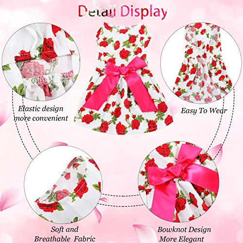 4 Pieces Dog Dress Summer Cute Pet Clothing Elegant Floral Pet Apparel and 8 Pieces Dog Hair Bow Puppy Dog Vest Ribbon… - Image 2