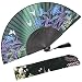 OMyTea® Hand Held Silk Folding Fan with Bamboo Frame - With a Fabric Sleeve for Protection for Gifts - 100% Handmade Oriental Chinese / Japanese Vintage Retro Style - For Women Ladys Girls (WZS-27)
