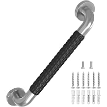 Metal Industrial Stairs Grab Wall Handrail Staircase Steps Indoor Exterior Outdoor Deck Hand Rail Safety Grab Bar Handle for Stairs Bars Wall Elderly Grab Frame Pipe 12 Inch 1 Pack Rubber