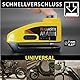 KRASER KR7Y Motorrad Bremsscheibenschloss mit Alarm 110 dB, Wiederaufladbar, USB-Kabel Typ C zum Aufladen des Akkus, Erinnerungskabel, Universal ø7 mm Diebstahlsicherung für Motorrad mit Alarm