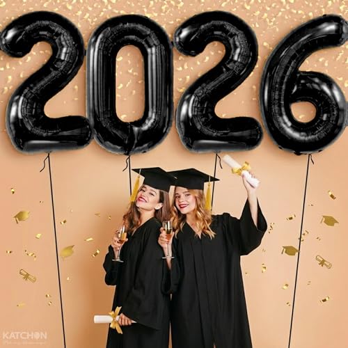 Image of Graduation Decorations 2026 | Black 2026 Balloons Set, Giant 40 Inch - Pack of 34 | Orange and Black Graduation Balloons 2026 | Grad Decorations 2026 Kit, Graduation Decorations Class of 2026, KatchOn