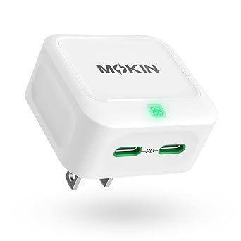 USB C Wall Charger, 45W Fast Charger Type C Charging Block Dual Port GaN PD | Dual USB C Charger Block, Power Adapter with Foldable Plug, Flat Wall Cube for iPhone 17 16 15 Series/Pixels/iPad/Samsung