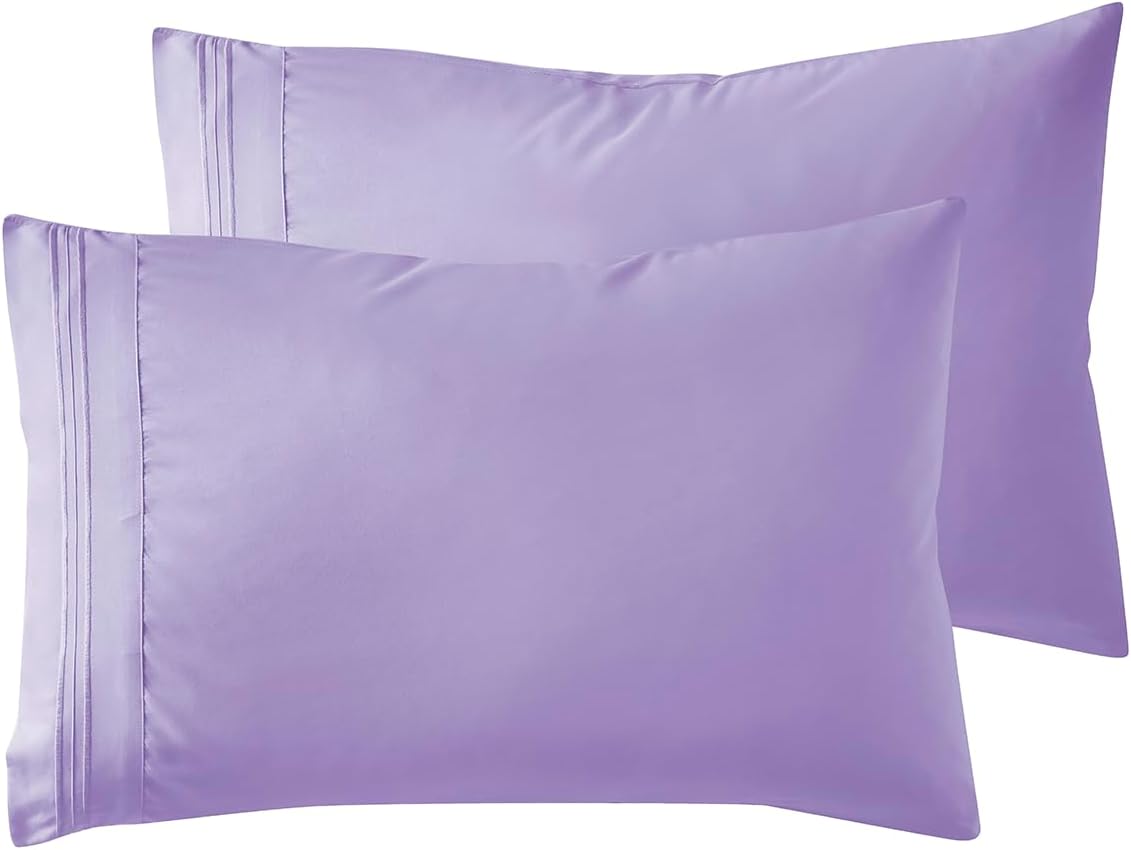 Nestl Lavender Pillow Cases Queen Size Set of 2, Soft Queen