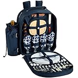 Picnic at Ascot - Deluxe Equipped 4 Person Picnic Backpack with Cooler &...