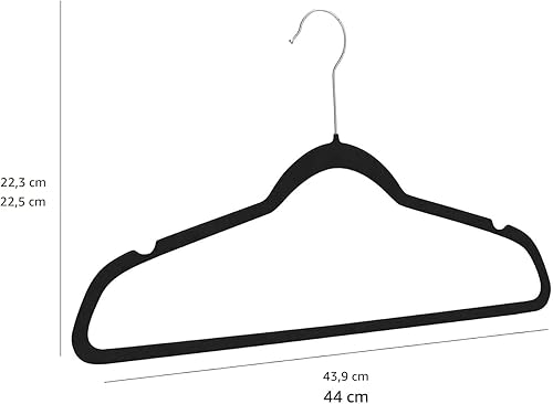 Miniatura 5 de Yaxa Basics - Ganchos finos de terciopelo antideslizantes para trajes, paquete de 30, color negro