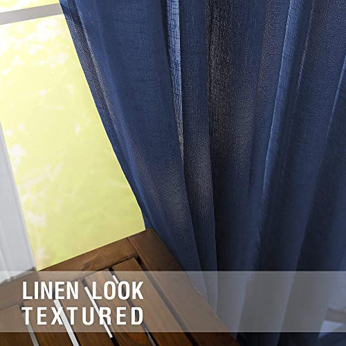 Navy Blue Sheer Curtains 45 Inch Length For Kitchen Farmhouse Set 2 Panels Rod Pocket Light Filtering Faux Linen Short Drapes Indigo Blue Curtains For Bedroom Bathroom Window Small 52X45 Inches Long #TOP7