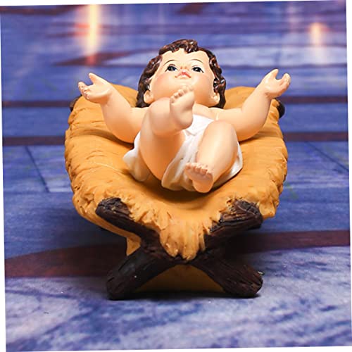 Estatua religiosa de Baby Jesus en resina pequeña miniatura 4