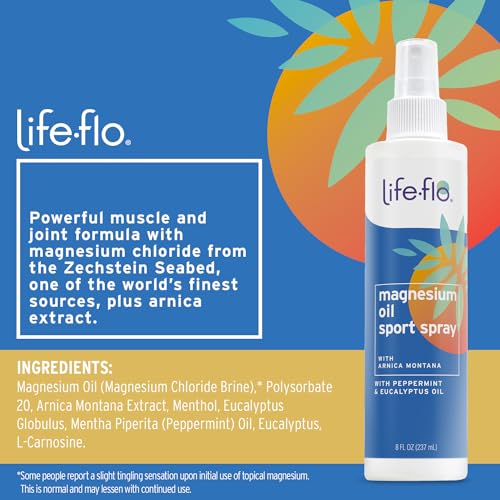 Life-flo Magnesium Oil Sport Spray, with Magnesium Chloride from The Zechstein Seabed Plus Arnica, Calms and Refreshes Muscles and Joints After Exercise, 60-Day Guarantee, Not Tested on Animals, 8oz - Thumbnail 2