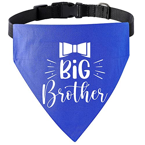 HDGDT Big Brother Dog Bandana Collar for Pregnancy Announcement, Adjustable Gender Reveal Bandana with D-Ring & Quick Release Buckle for Small Medium Large Dogs