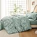 MUXHOMO Duvet Cover King Size, Reversible Floral Green Duvet Cover Set with Zipper Closure, 3 Pieces Botanical Patterns Soft Microfiber Bedding Set (90
