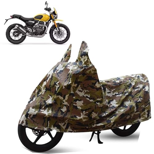 Image of Sulfar Bike Cover for Triumph Scrambler 400 X (Current) (Adventure) | Waterproof, Dustproof & UV Protected | All Weather Two Wheeler Cover (Army Green) New 2026 Variants