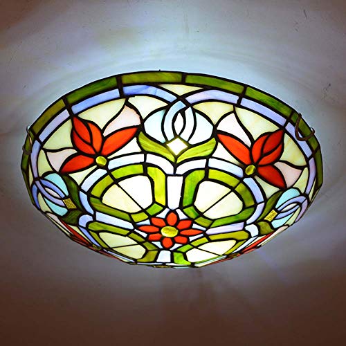 Plafonnier en vitrail rétro de 40 cm pour diffuser une lumière chaleureuse E27