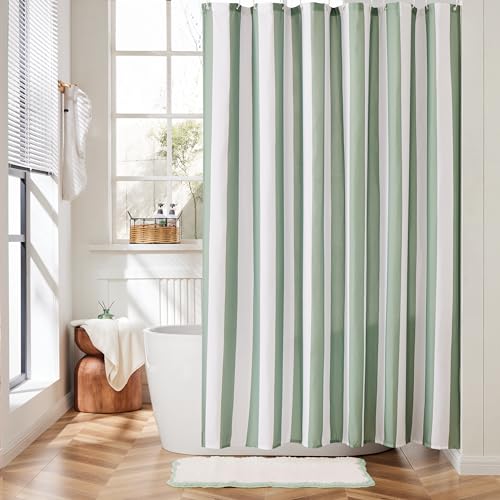 Ohocut Duschvorhang mit vertikalen Streifen, niedlicher Retro-Vintage-Streifen-Schleife, Badezimmer-Duschvorhang, wasserdichtes Polyestergewebe, moderner Badvorhang für Badezimmer, 183 x 183 cm
