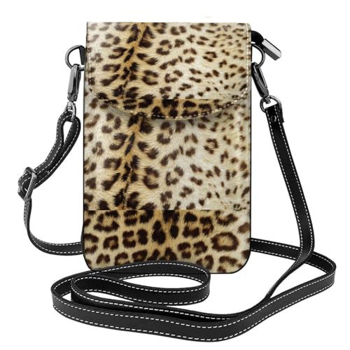 Porte-téléphone léopard en cuir PU de qualité supérieure avec porte-cartes chic