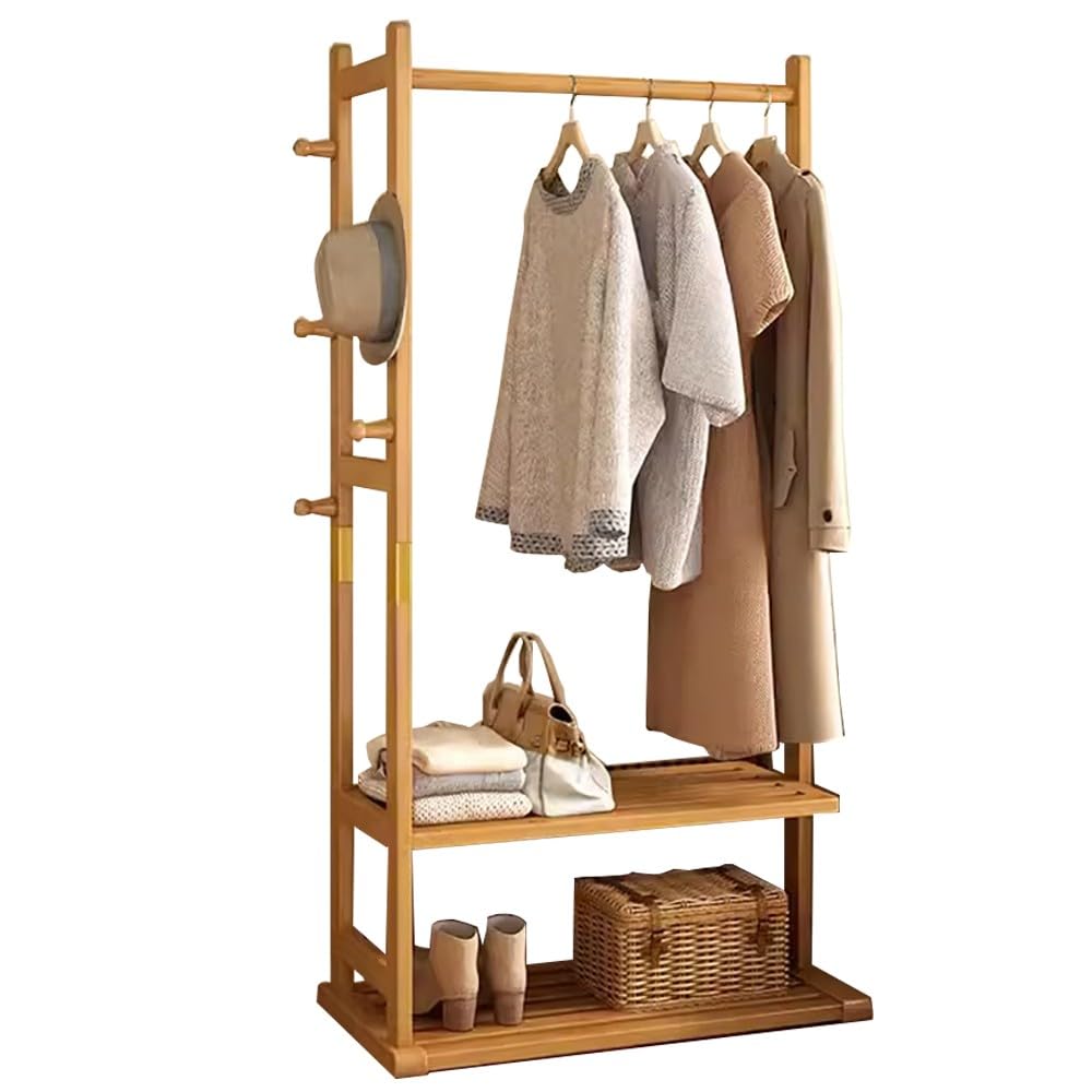 FGXHHS Sturdy Coat Rack Hall Tree with Shoe & Sto Shelves, Industrial Design for Hallway, Bedroom Office - Easy Assembly, Max Load 100kg, Available in 40/60/80/100CM