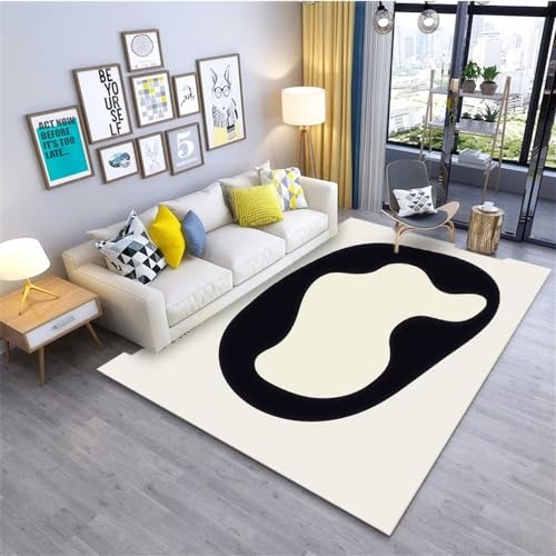 Tapis résistant aux acariens noir abstrait doux pour chambre de fille - 2