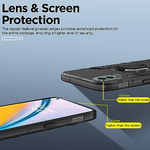 Image of Pikkme OnePlus Nord 2 5G / OnePlus Nord 2 5G Pac-Man Edition Back Cover | D5 Tough Armor Bumper | 360 Protection Case | Ring Holder Stand Case (Black)