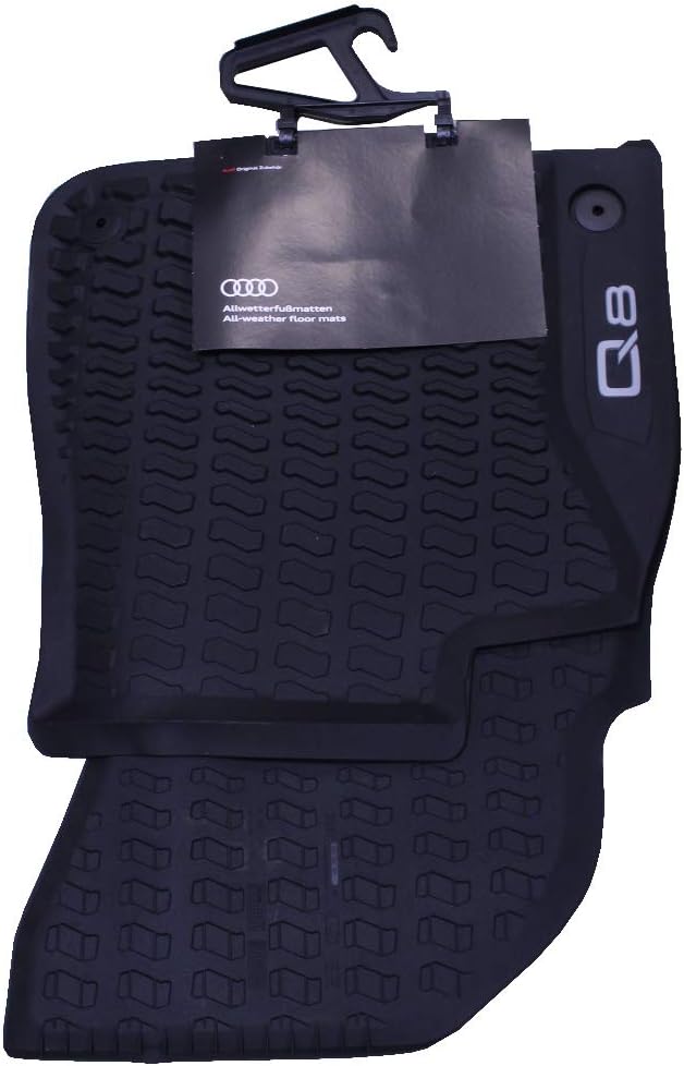 Audi 4M8061501041 All-Weather Floor Mats Premium Rubber Front Floor Mats with Q8 Lettering, Black