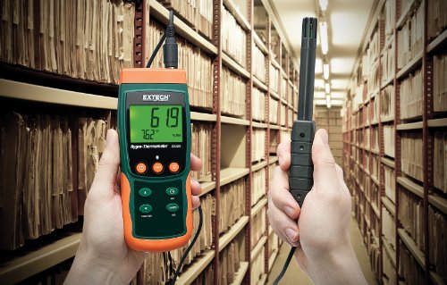Image of Extech SDL500 Hydro-Thermometer SD Logger | RH, temperature, dew point, wet bulb, dual backlit LCD, SD card Excel logging, MIN /MAX, adjustable sampling