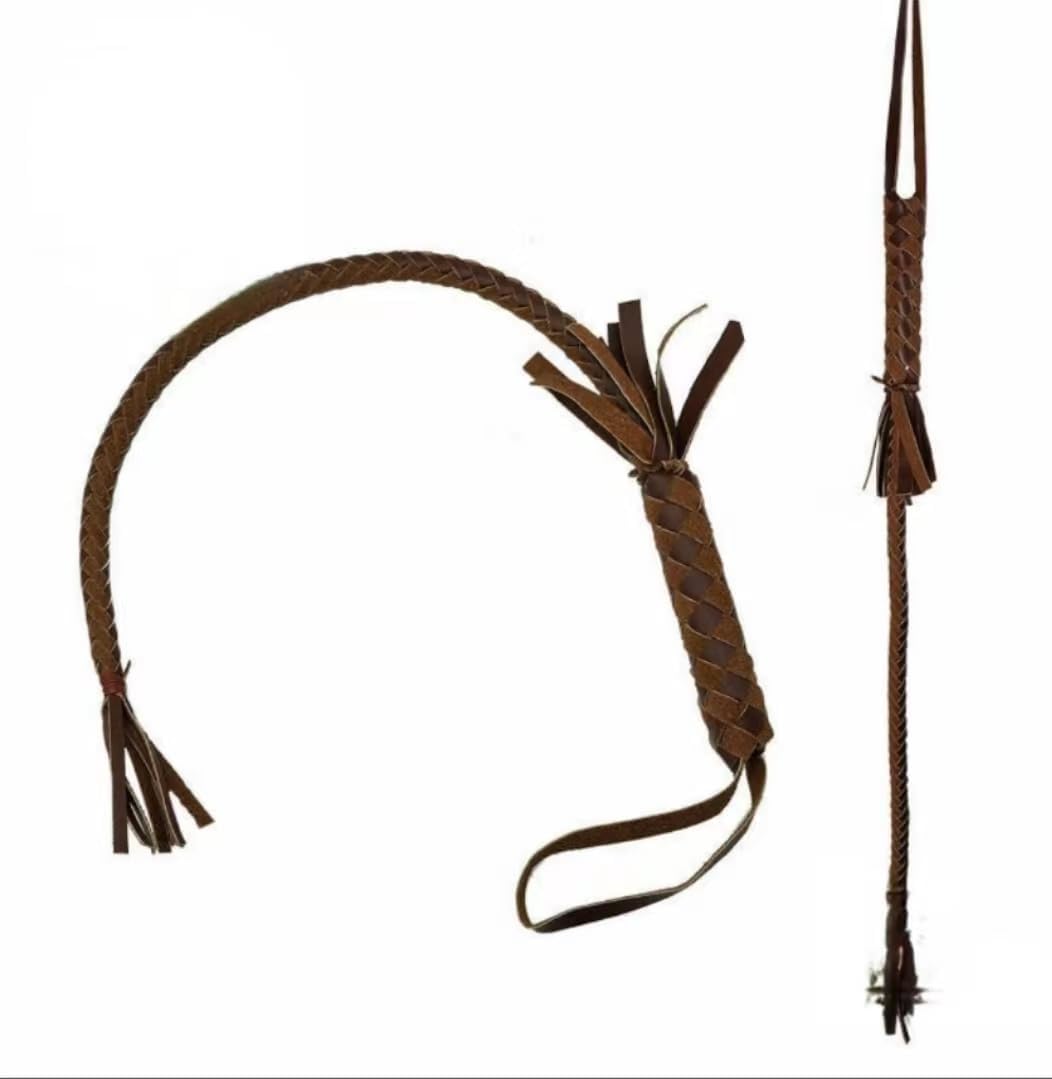 Horse Whip Hand-Made Tanned Short Horse Leather Whip Good Durable and Long-Lasting Texture for Field Riding Gift for Friends and Family (Bull Whip)