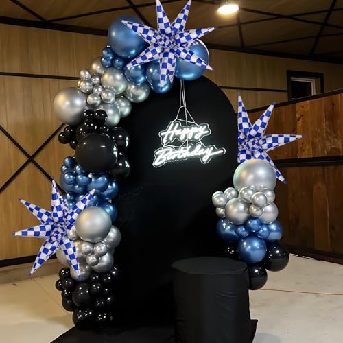 Image of Blue Gingham Balloons Check Balloons Gingham Birthday Party Decorations for Man Birthday Party Decoration Space Themed Party Decor Boy Baby Shower