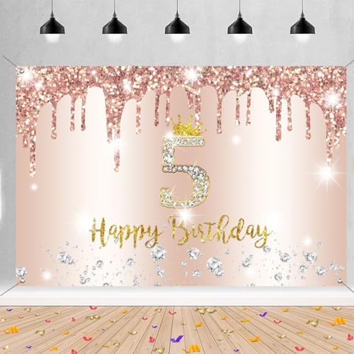 5. Geburtstag Banner Blau – Happy 5th Birthday Stoffschild 150 X 90 Cm, Mit Ösen, Für Jungen & Mädchen, Wasserfest