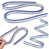 Guador 3Pcs Flexibles Kurvenlineal, Kunststoff Messwerkzeug Flexibles Kurvenlineal Kunststoff Doppelseitiges Kreatives Messwerkzeug Kreatives Lineal zum Zeichnen Malerei Grafiken (30cm+40cm+60cm)