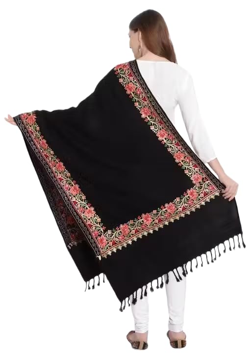 Amrit Trading Company Kashmiri Embroidery Shawl for Women and Men, Floral Border Design, Woolen Stole, Women Stole (Pack of 01) ATC_Shawls_24-picture-31