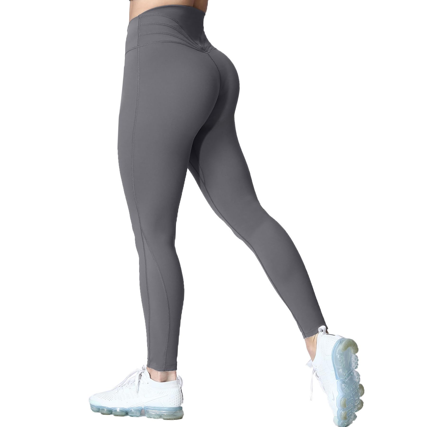Aoxjox Women's High Waisted Yoga Pants Workout Buttery Soft Trinity Full Length Leggings, Iron Grey, S