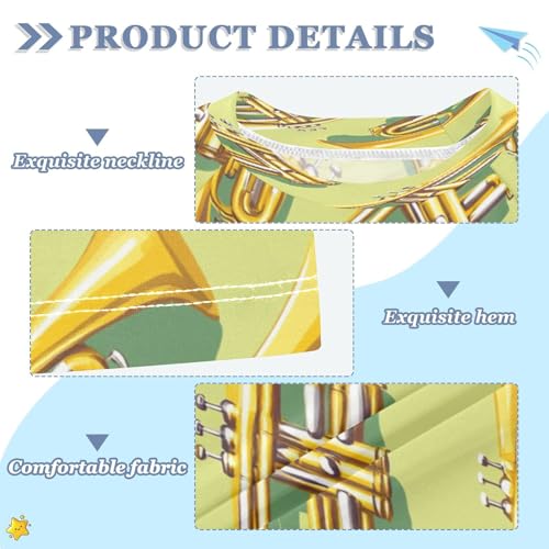 Boys Short Sleeve T-Shirts Trumpet Dance Music Rashguard Kids Swim Shirts Sun UPF 50+ Multicoloured3