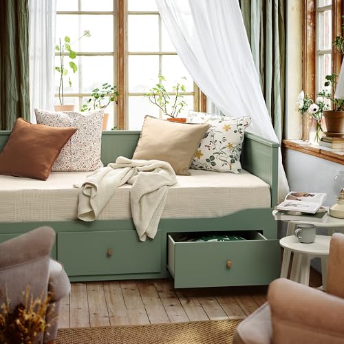 ProTuning HEMNES Tagesbett mit 3 Schubladen/2 Matratzen, graugrün/Ågotnes fest, 80x200 cm – Bild 8