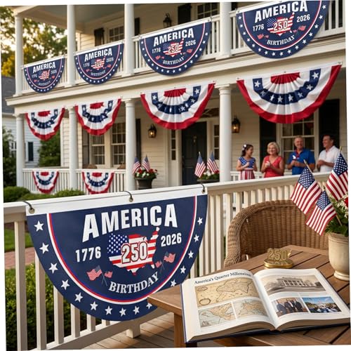 Bandera de 250 cumpleaños para interior y exterior ideal en jardines y salones 3