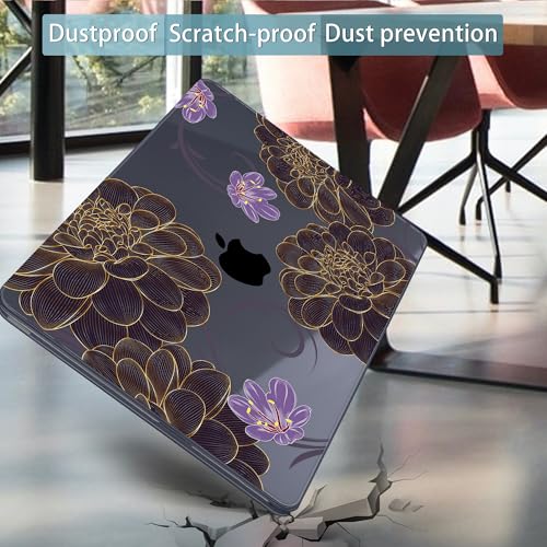 Mektron Case for 2026 MacBook Neo 13-inch A18 Pro chip A3404 Laptop Cover with 13-inch (Diagonal) Liquid Retina Display+ Keyboard Cover+ Screen Protector, Golden Dahlia Flowers - image 6