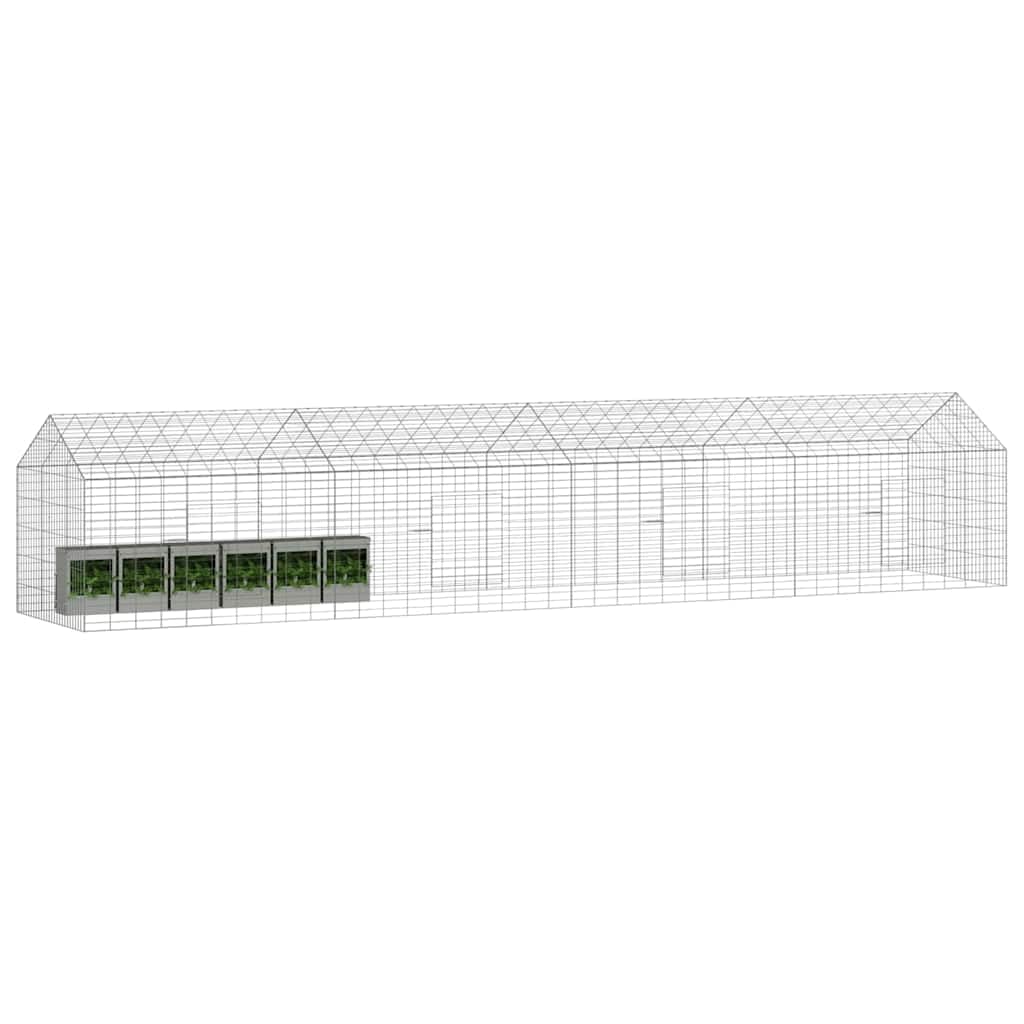 vidaXL Rabbit Cage Silver 400 x 78 x 78 cm Galvanised Steel