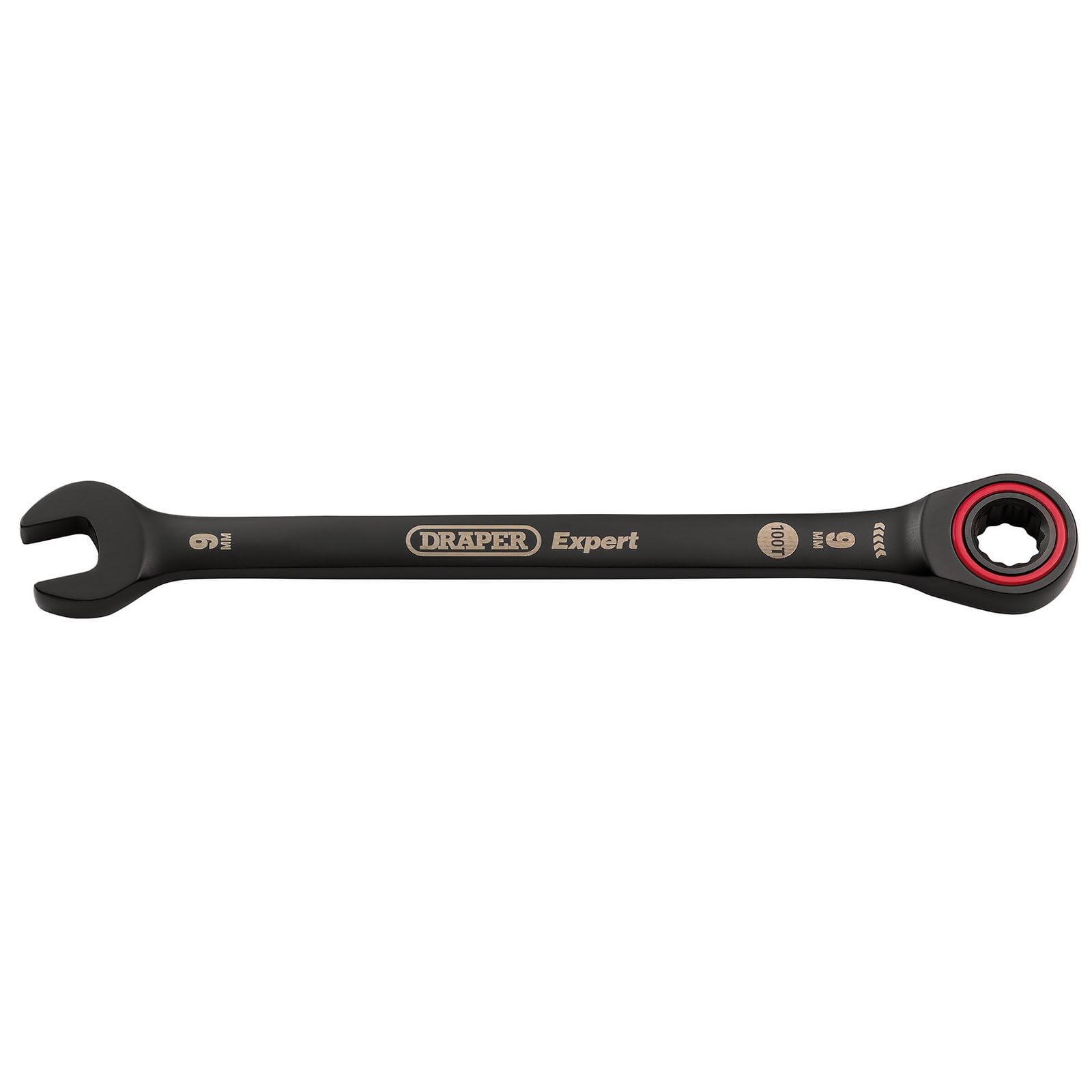 Draper 03880 Expert HI-TORQ Metric Ratchet Combination Spanner, 9mm, Black, Red and Black, 1 - Image 2