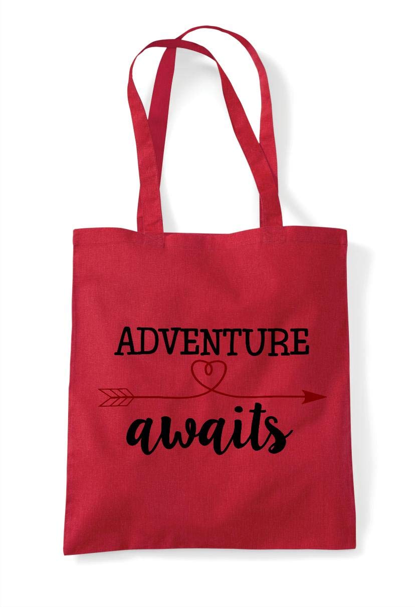 Miammo Adventure Awaits Exploring Statement cotton tote shopping bag - Red