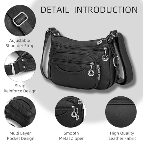 Crossbody Bag for Women Multi Pocket PU Leather Shoulder Handbag Large Capacity Lightweight Purse for Daily Use4