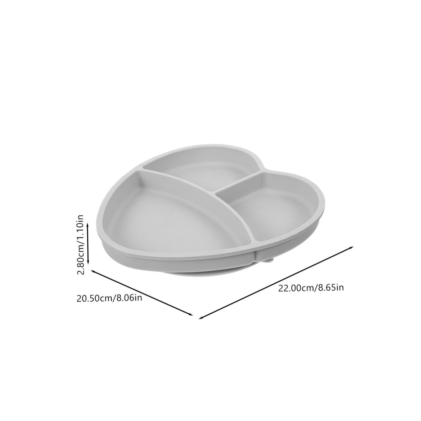 Milisten Heart Shaped Silicone Plate Suction Divided Food Dish for Self Feeding Safe Soft Material for Boy Girl