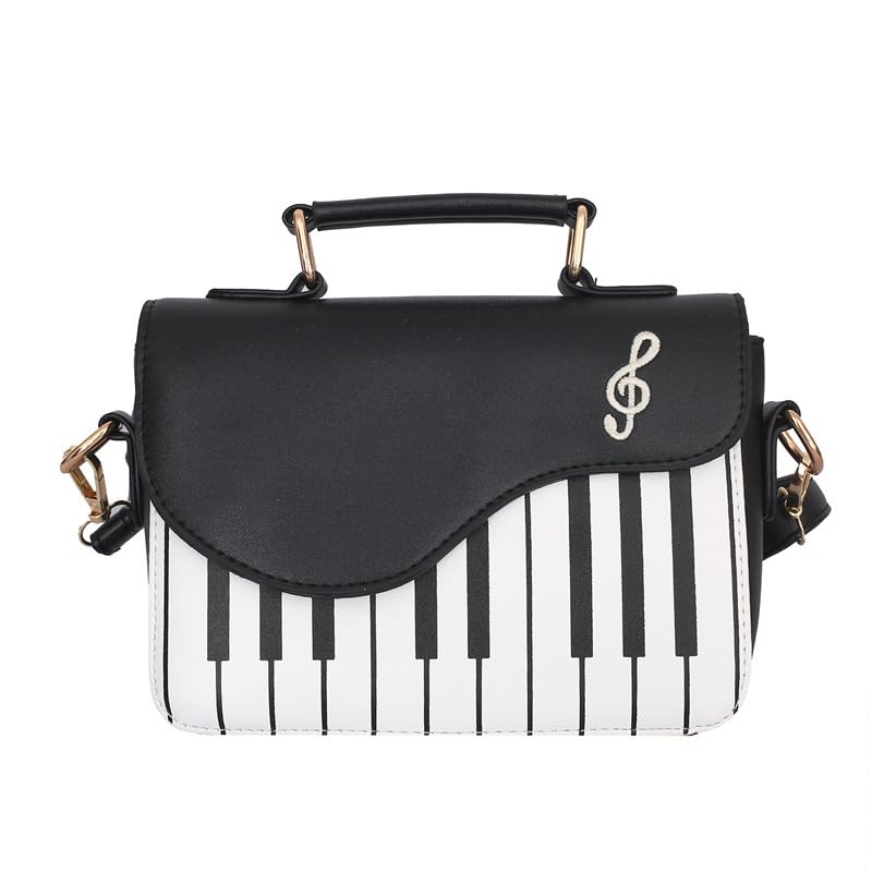 Woman Accordion or piano music notes shoulder bag crossbody tote bag