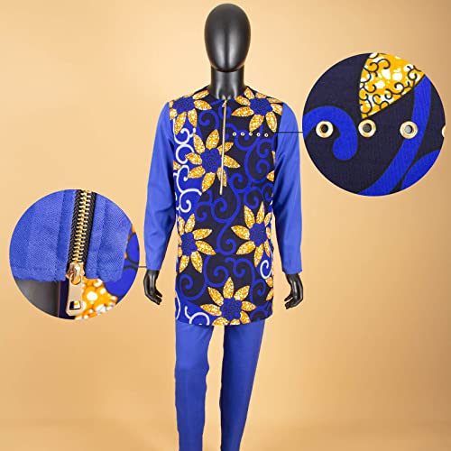 African Traditional Clothing for Men Print Shirts and Pants 2 Piece Set Formal Suit for Wedding Evening3