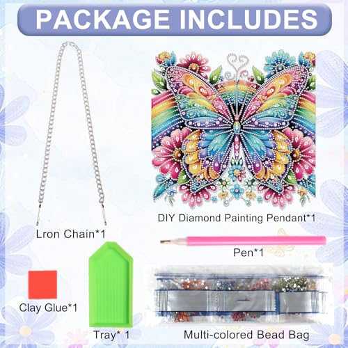 Image of AiYuanzsh Oversized Diamond Art Suncatcher Kit Rainbow Butterfly Flowers, Colorful Special Shaped Diamond Painting Hanging Ornament for Adults, DIY 5D Crystal Diamond Art Pendant Decoration