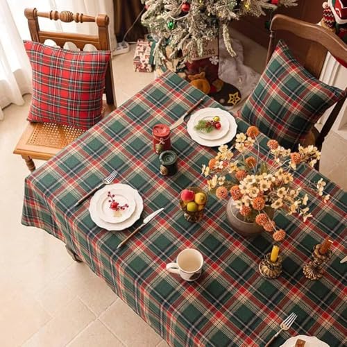 Nappe de Noël à carreaux vintage de qualité supérieure pour salle à manger
