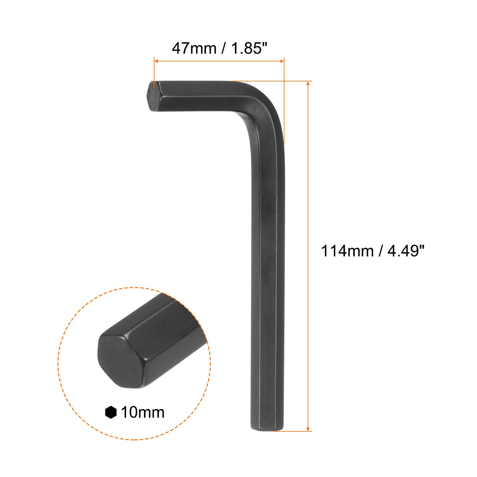 QUARKZMAN Chiave Esagonale Metrica Forma L da 10mm Strumento Riparazione Acciaio Cromo Vanadio per la Riparazione Domestica, Nero