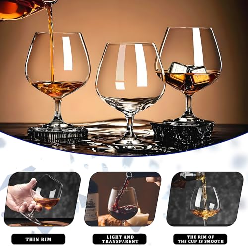 Image of Cognac Glasses, Set of 4 Brandy Snifter Glasses, 11.5 Oz Short Wine Glass, Short Stem Wine Glass Set for Bourbon, Cognac, Brandy, Drinking Cups (4 PCS)