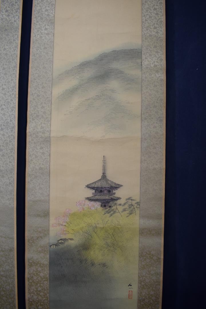 真作】服部石仙/春夏秋山水図/三幅対/掛軸☆宝船☆Y-989JM