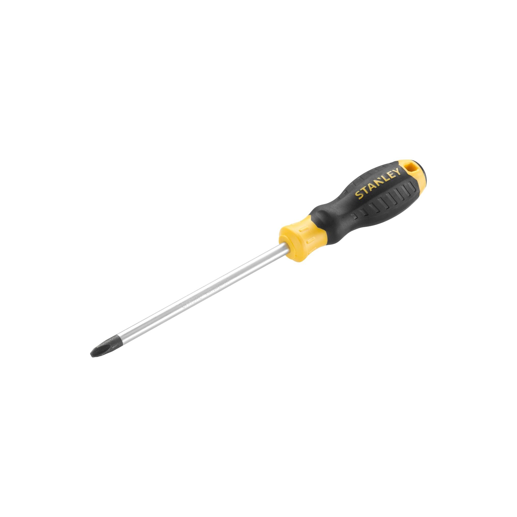 Stanley Cushion Grip™ Screwdriver Phillips Tip PH3 x 150mm, Made from high-Strength, Chrome Vanadium Steel with Strong Magnetic Black Oxide tip