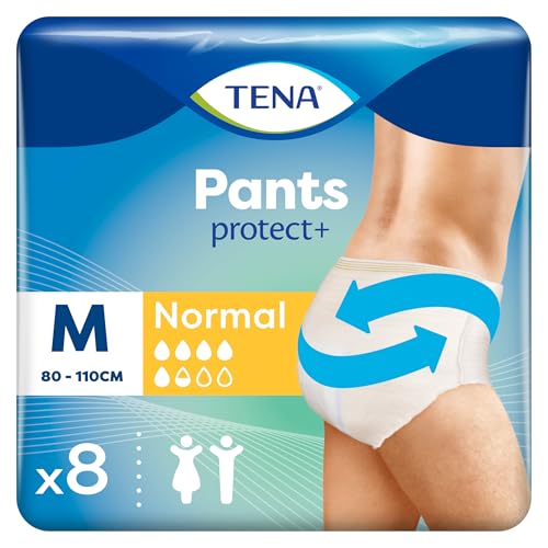 TENA Pants Normal Medium (M) - Slip Assorbenti, Elasticizzati e Monouso, per Perdite Urinarie, Mutandine per lei e per lui, Unisex, Discreti e Confortevoli, 1 Confezione da 8 Pezzi