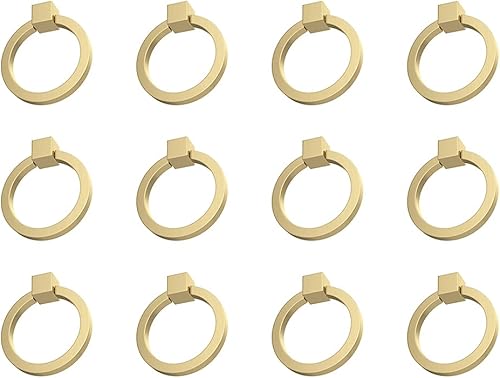 Miniatura 10 de RZDEAL 8 tiradores de latón macizo de 2.0 x 1-78 pulgadas para cajones de aparador, tiradores de anillo de muebles, tiradores de gabinete de cocina